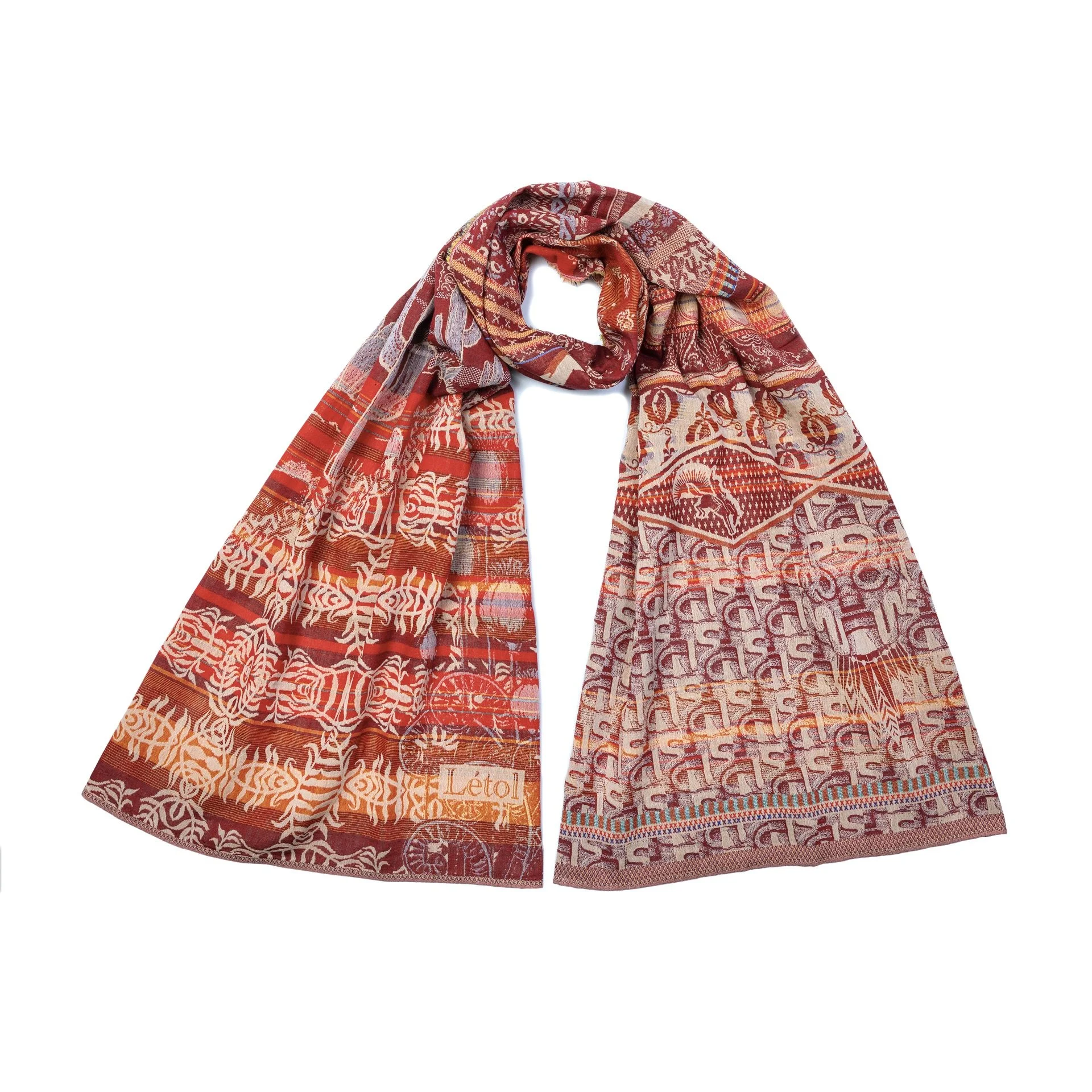 Eliette 201 Rouge Chantilly - Létol Organic Cotton Scarf, Made in